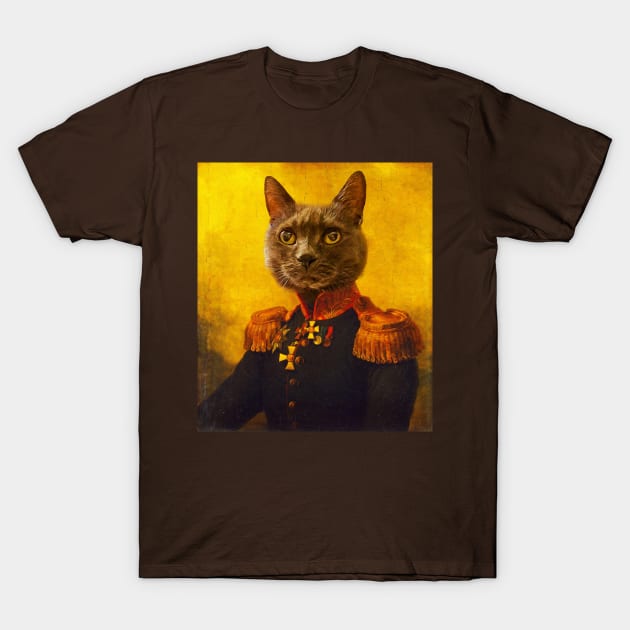 Cat Military Portrait #2 T-Shirt by UselessRob